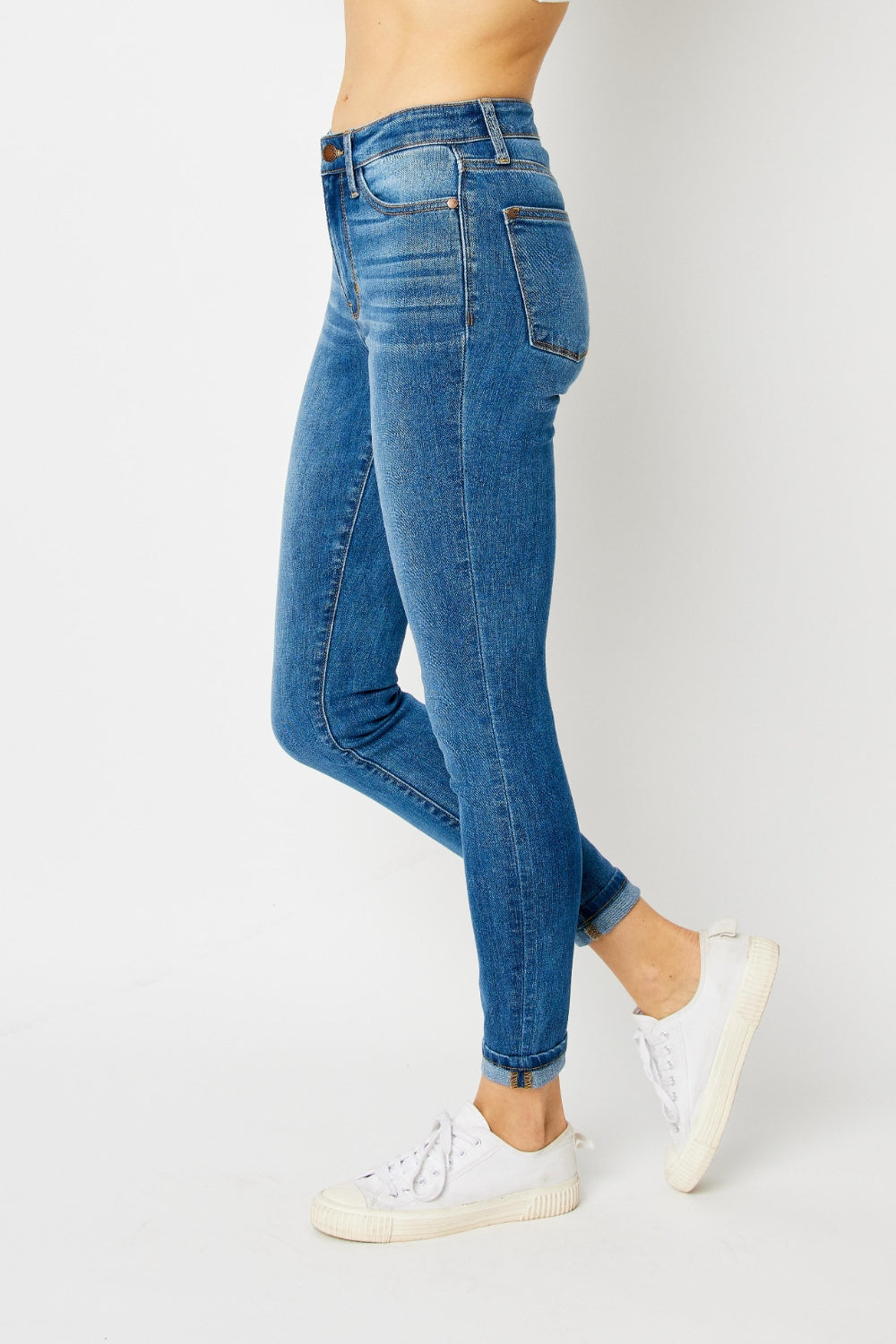 Judy Blue Full Size Cuffed Hem Skinny Jeans - House of Binx