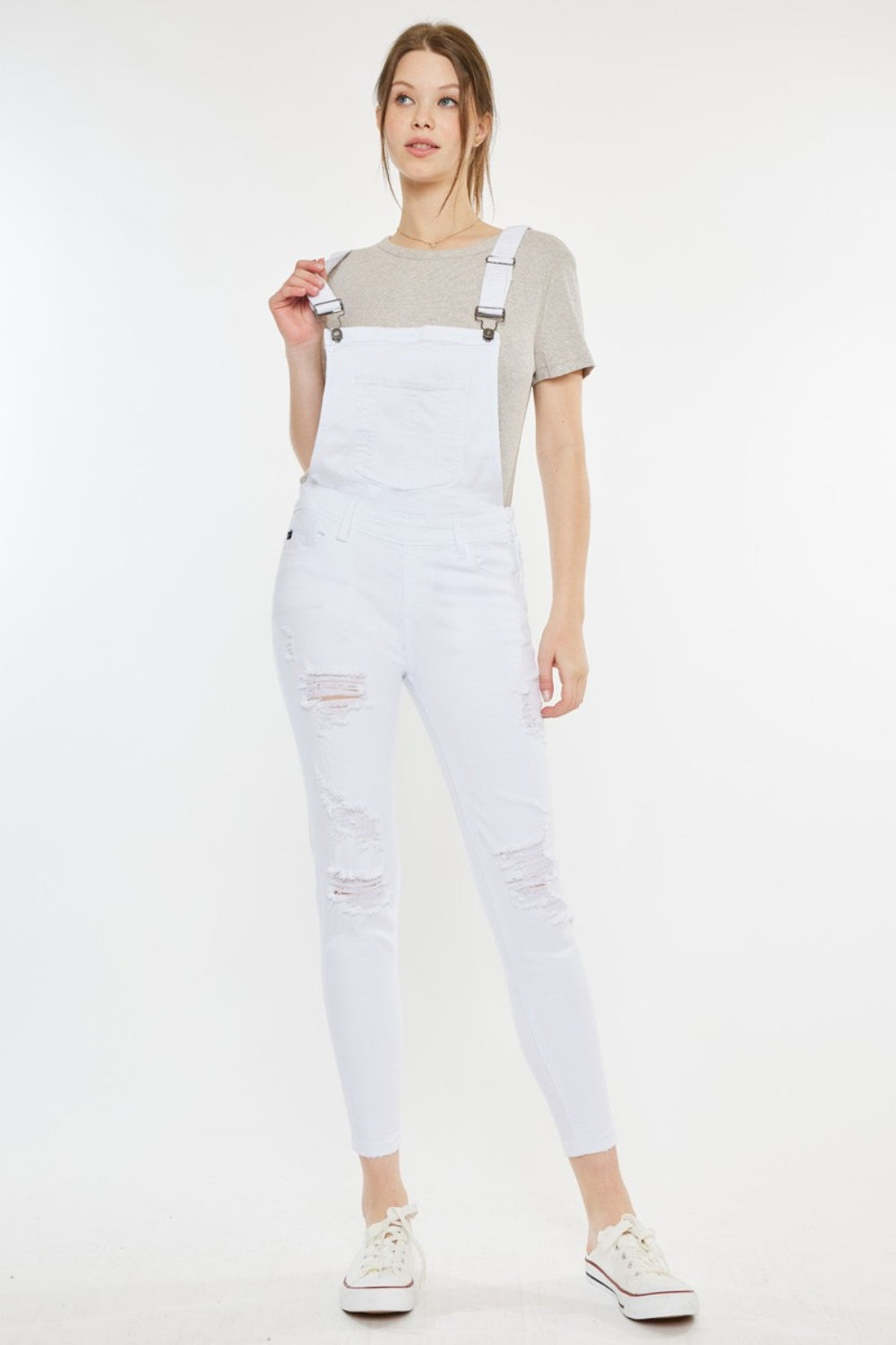 Kancan Distressed Skinny Denim Overalls - House of Binx