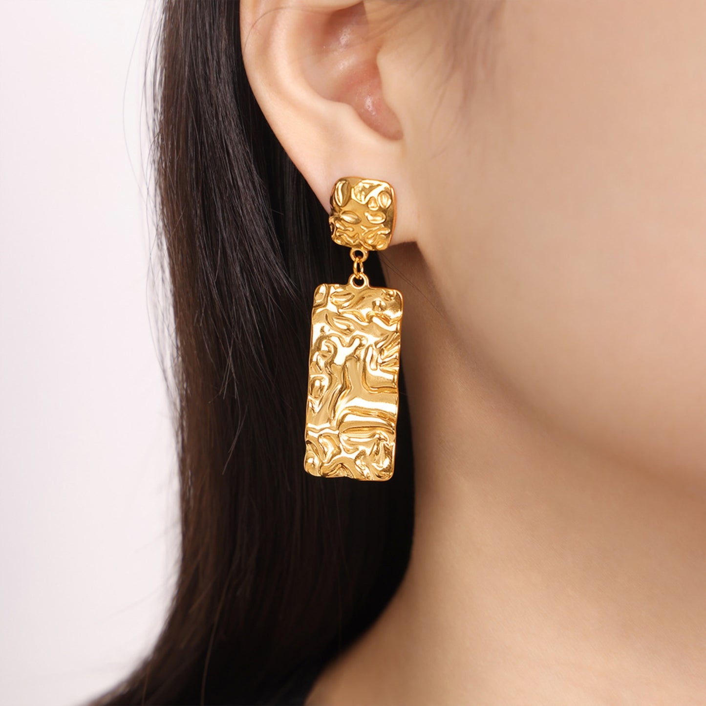 Titanium Steel Textured Geometric Earrings - House of Binx