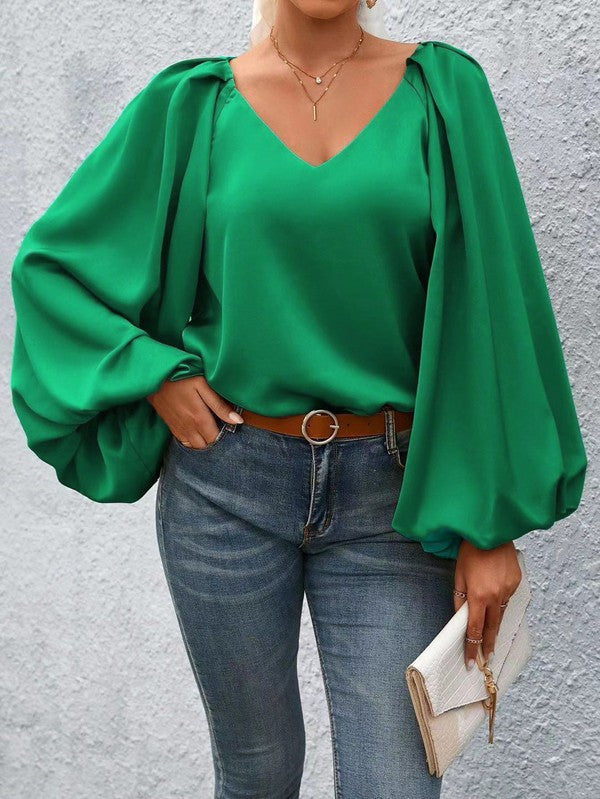 Lantern Sleeve Blouse - House of Binx