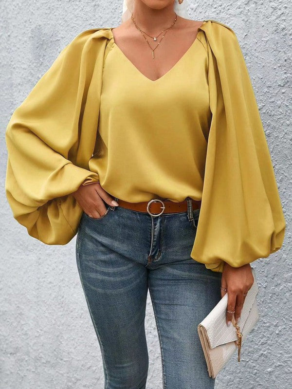 Lantern Sleeve Blouse - House of Binx