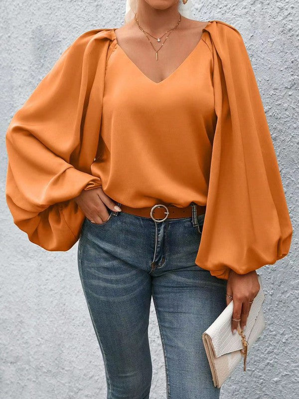 Lantern Sleeve Blouse - House of Binx