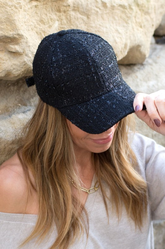 Tweed Sparkle Ball Cap - House of Binx
