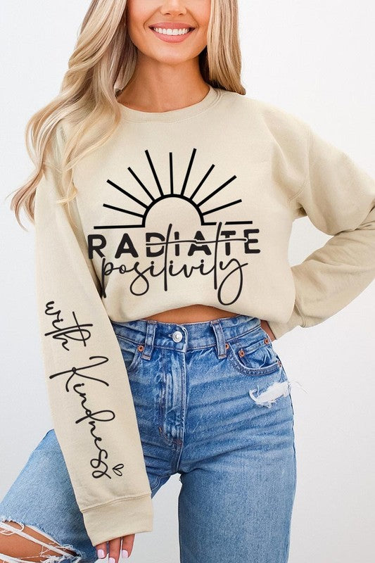 Radiate Positivity Graphic Fleece Sweatshirts - House of Binx