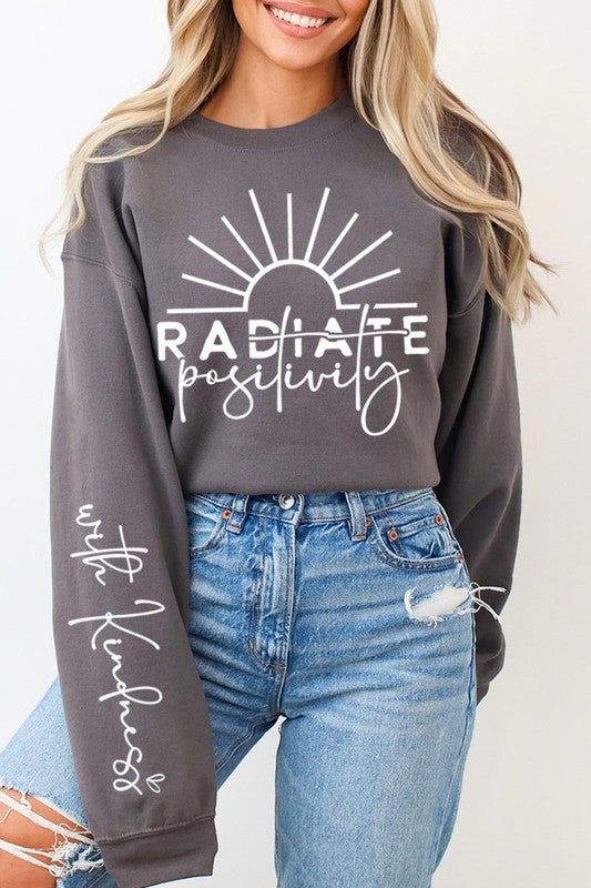 Radiate Positivity Graphic Fleece Sweatshirts - House of Binx