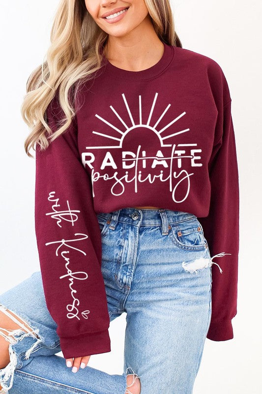 Radiate Positivity Graphic Fleece Sweatshirts - House of Binx