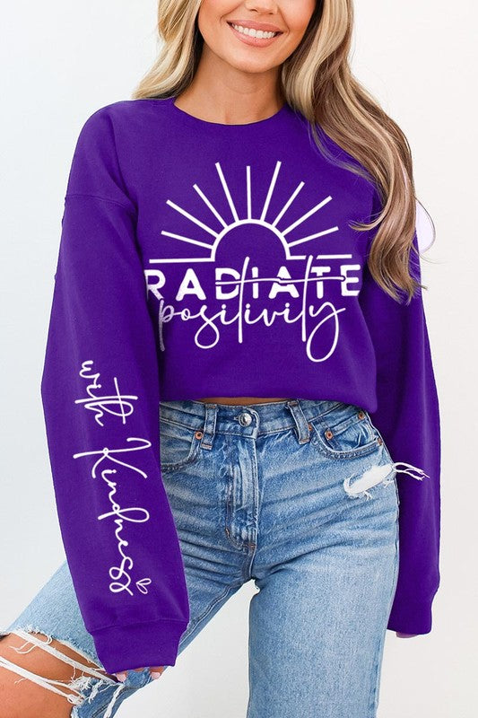 Radiate Positivity Graphic Fleece Sweatshirts - House of Binx