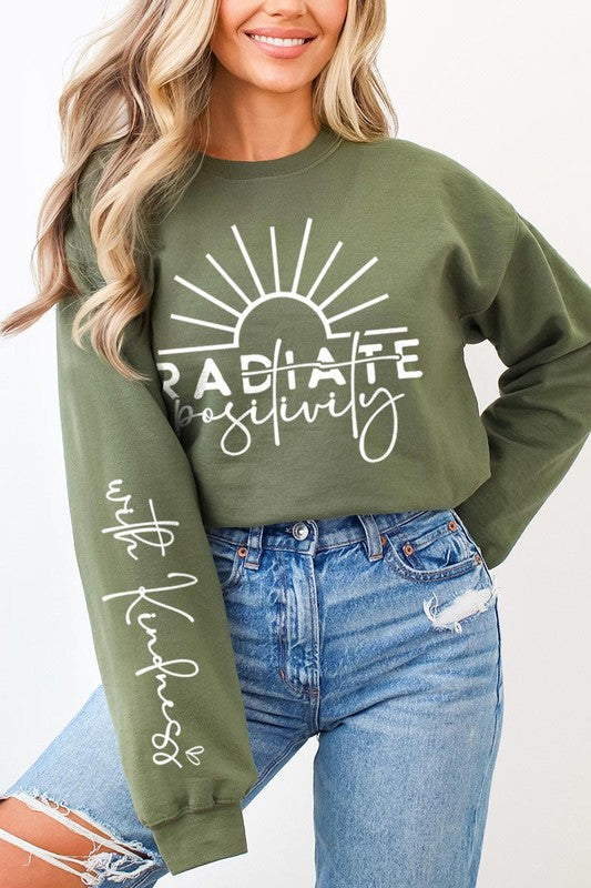 Radiate Positivity Graphic Fleece Sweatshirts - House of Binx