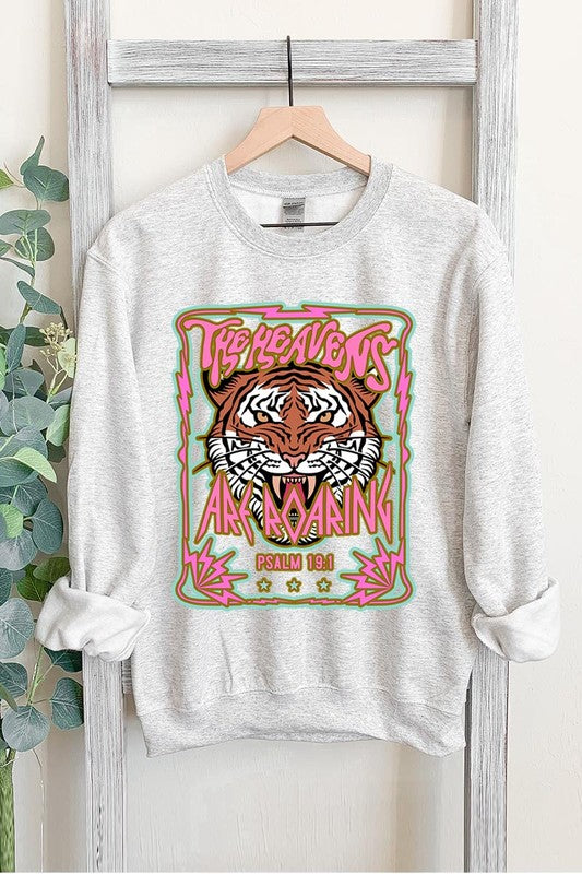 Heavens Roaring Tiger Graphic Fleece Sweatshirts - House of Binx