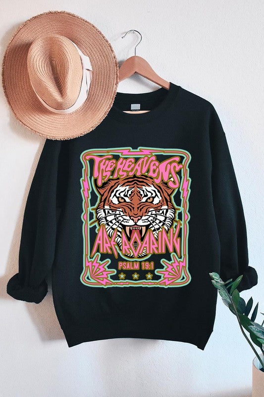 Heavens Roaring Tiger Graphic Fleece Sweatshirts - House of Binx