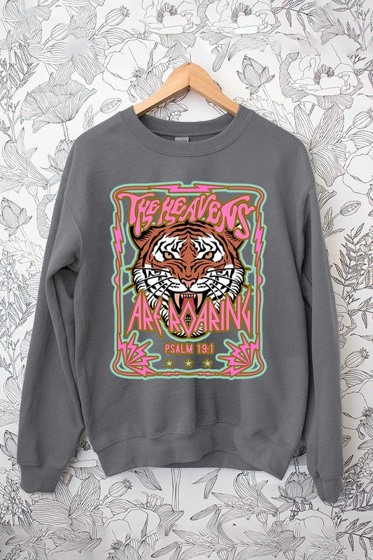 Heavens Roaring Tiger Graphic Fleece Sweatshirts - House of Binx
