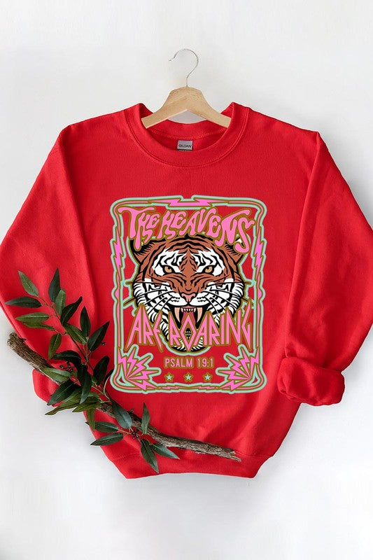 Heavens Roaring Tiger Graphic Fleece Sweatshirts - House of Binx