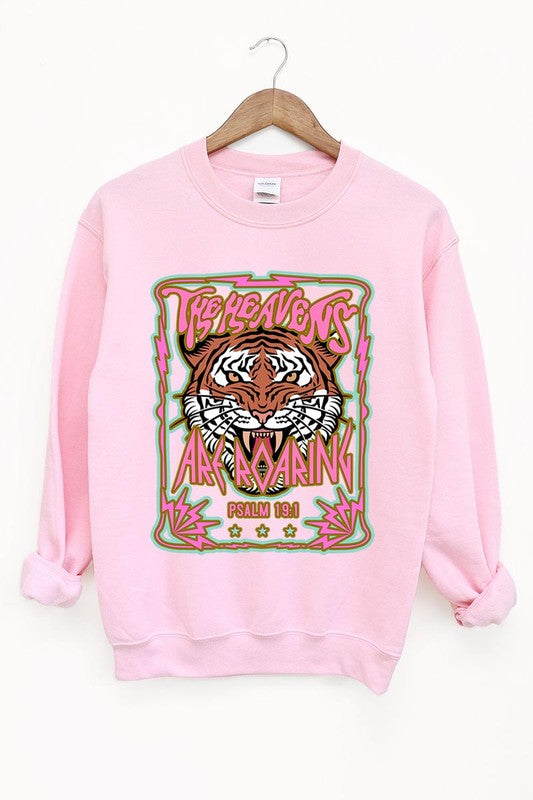 Heavens Roaring Tiger Graphic Fleece Sweatshirts - House of Binx