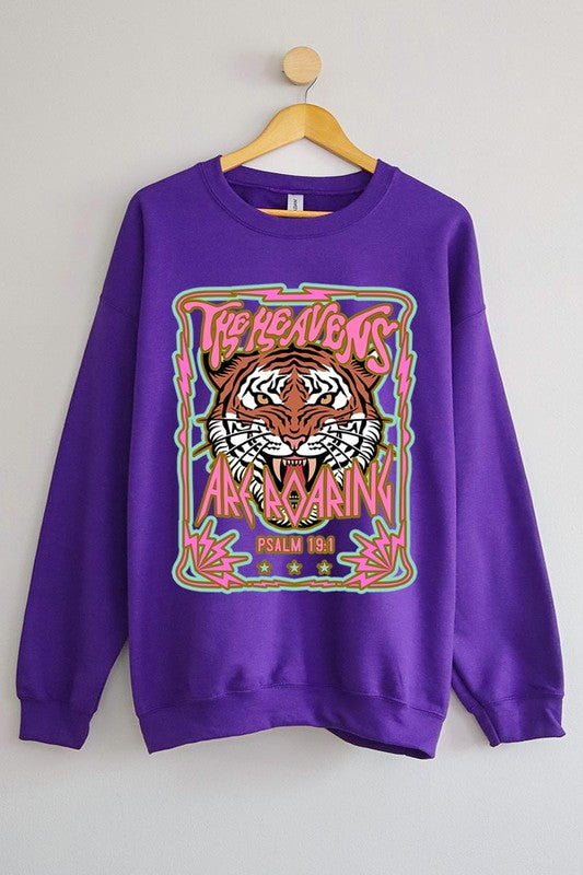 Heavens Roaring Tiger Graphic Fleece Sweatshirts - House of Binx