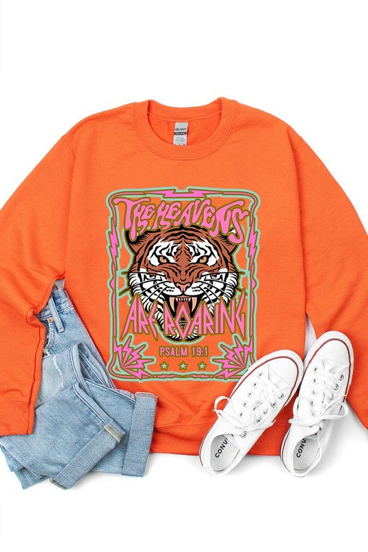 Heavens Roaring Tiger Graphic Fleece Sweatshirts - House of Binx