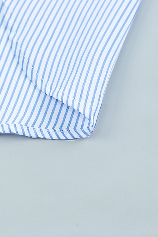 Stripe Smocked shirred oversized shirt blouse - House of Binx