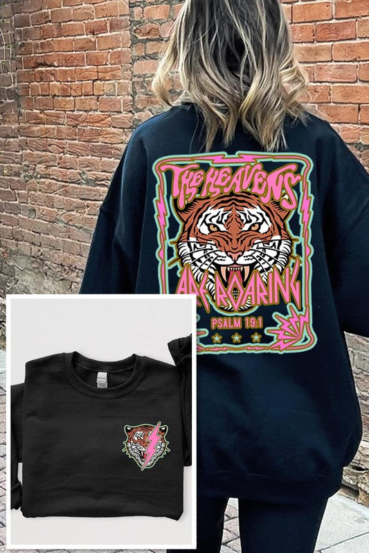 Tiger Front Back Graphic Fleece Sweatshirts - House of Binx