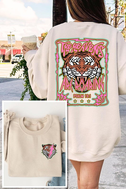 Tiger Front Back Graphic Fleece Sweatshirts - House of Binx