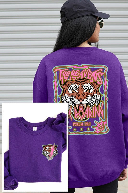 Tiger Front Back Graphic Fleece Sweatshirts - House of Binx