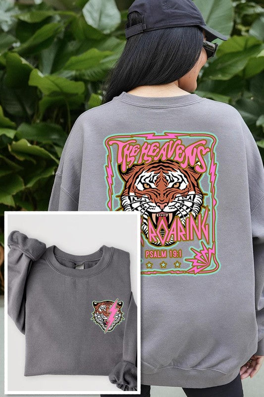 Tiger Front Back Graphic Fleece Sweatshirts - House of Binx