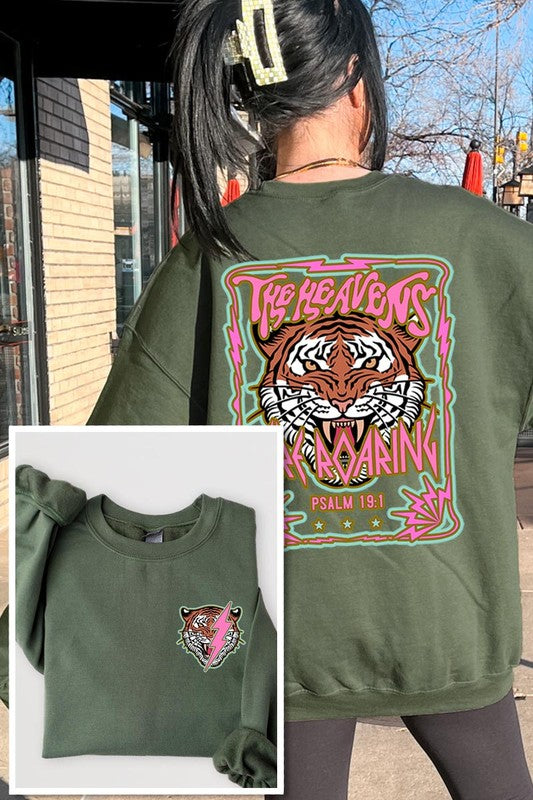 Tiger Front Back Graphic Fleece Sweatshirts - House of Binx