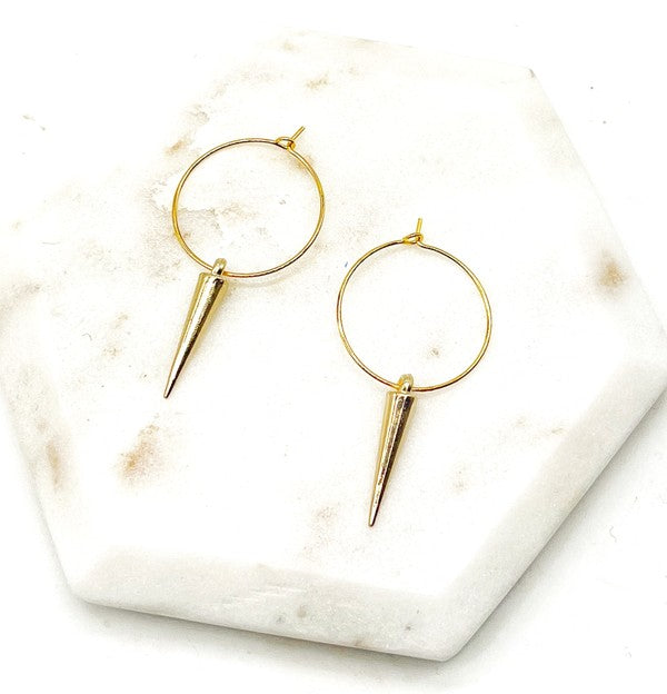 Gold Spike Hoop Metal Earrings - House of Binx