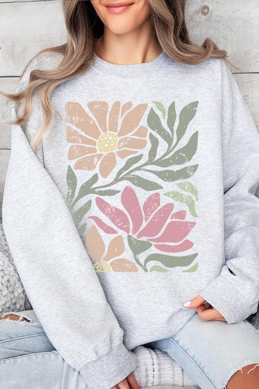 Pink Daisy Floral Graphic Fleece Sweatshirts - House of Binx