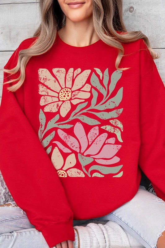 Pink Daisy Floral Graphic Fleece Sweatshirts - House of Binx