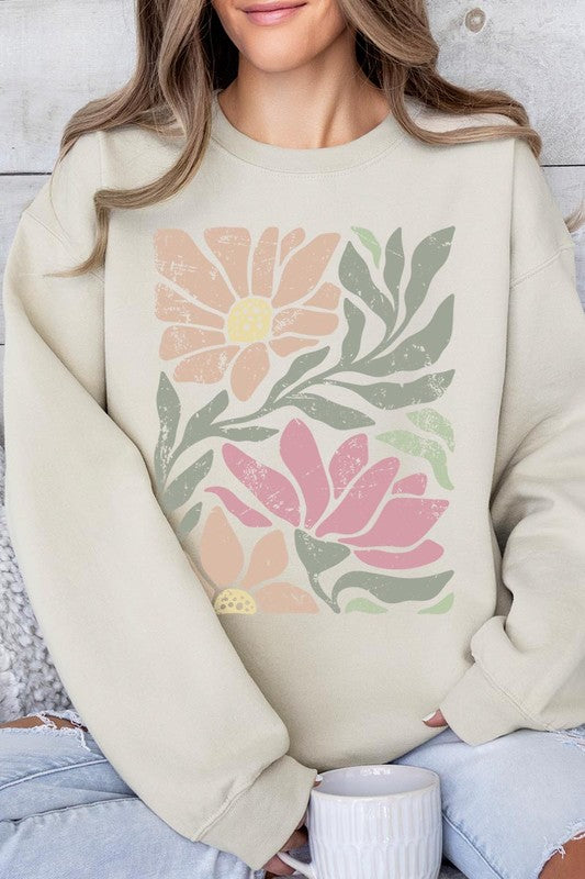Pink Daisy Floral Graphic Fleece Sweatshirts - House of Binx