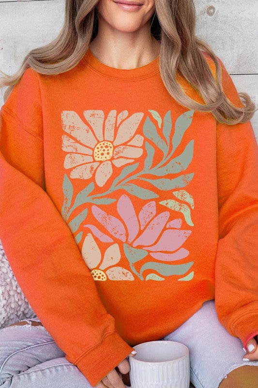 Pink Daisy Floral Graphic Fleece Sweatshirts - House of Binx