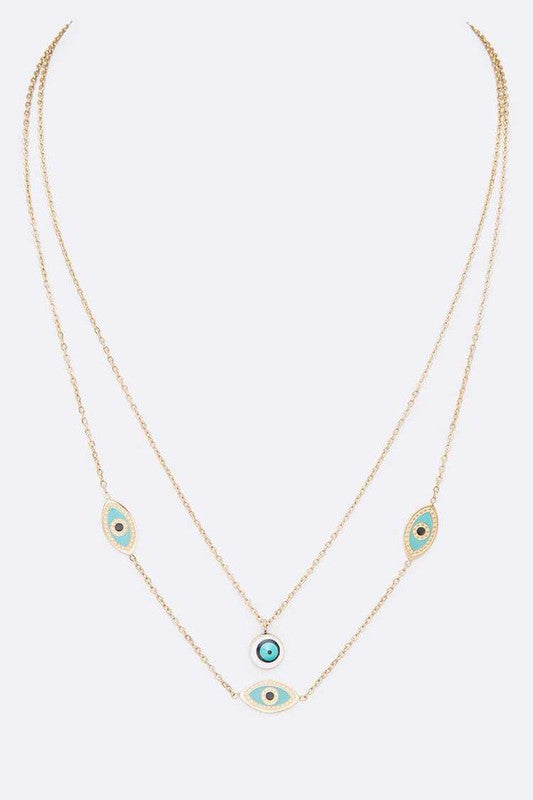 Evil Eye Stainless Steel Layered Fringe Charm - House of Binx