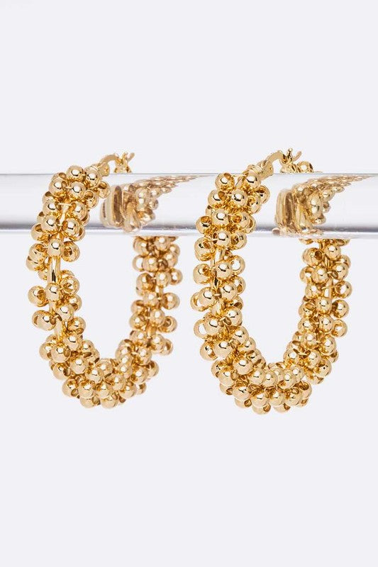 Wired Micro Beaded Popcorn Hoop Earrings - House of Binx