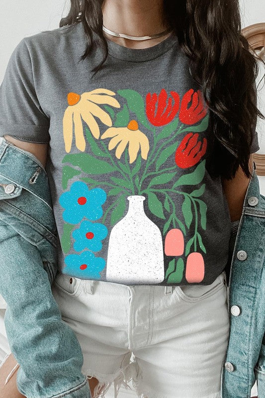 Boho Abstract Floral Graphic T Shirts - House of Binx