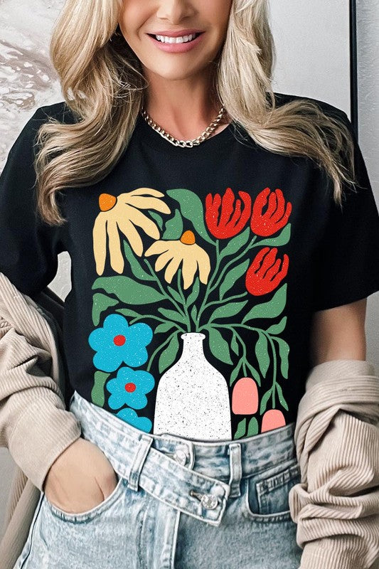 Boho Abstract Floral Graphic T Shirts - House of Binx
