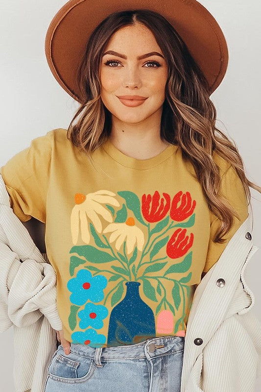 Boho Abstract Floral Graphic T Shirts - House of Binx