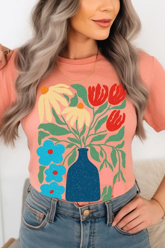 Boho Abstract Floral Graphic T Shirts - House of Binx