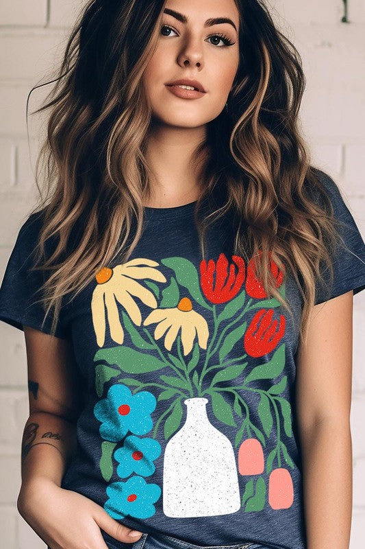 Boho Abstract Floral Graphic T Shirts - House of Binx