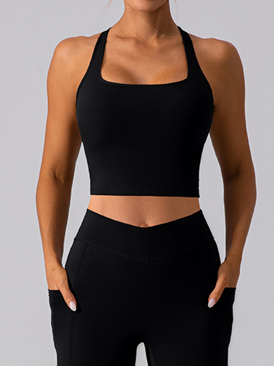 Square Neck Racerback Cropped Tank - House of Binx