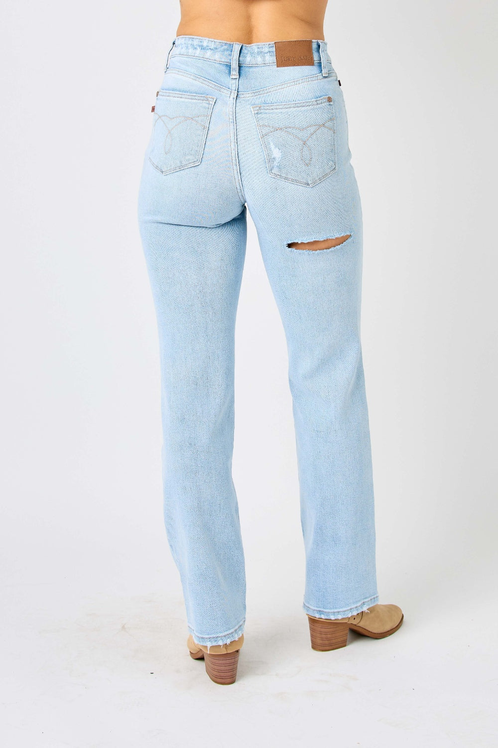 Judy Blue Full Size High Waist Distressed Straight Jeans - House of Binx