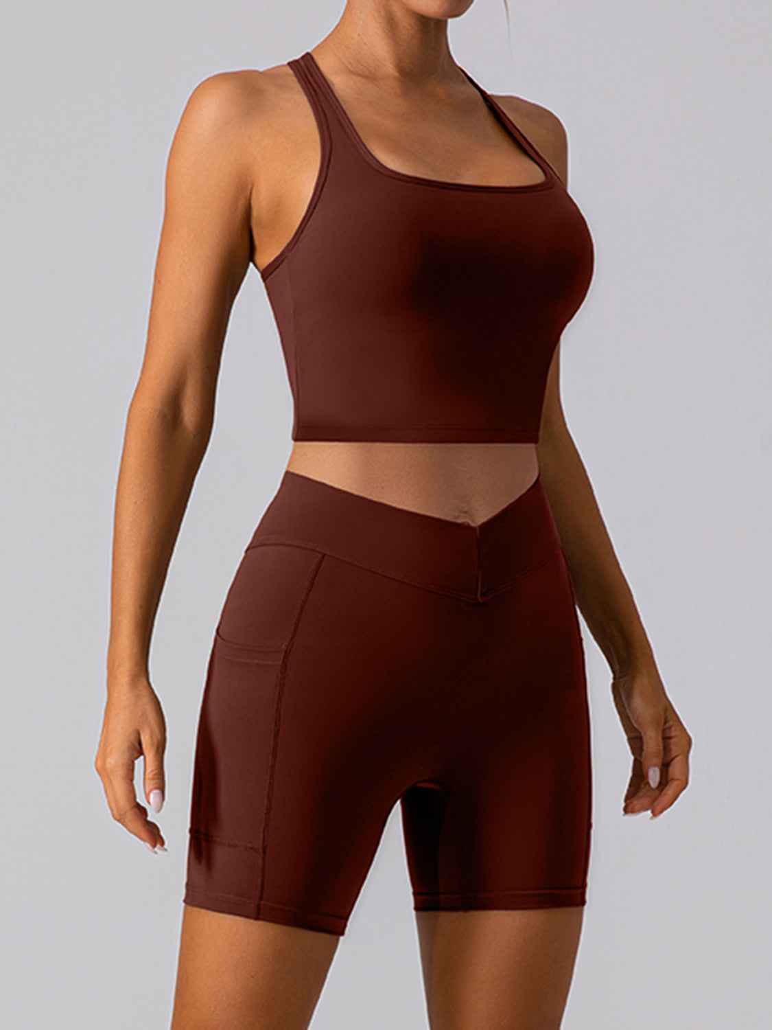 Square Neck Racerback Cropped Tank - House of Binx