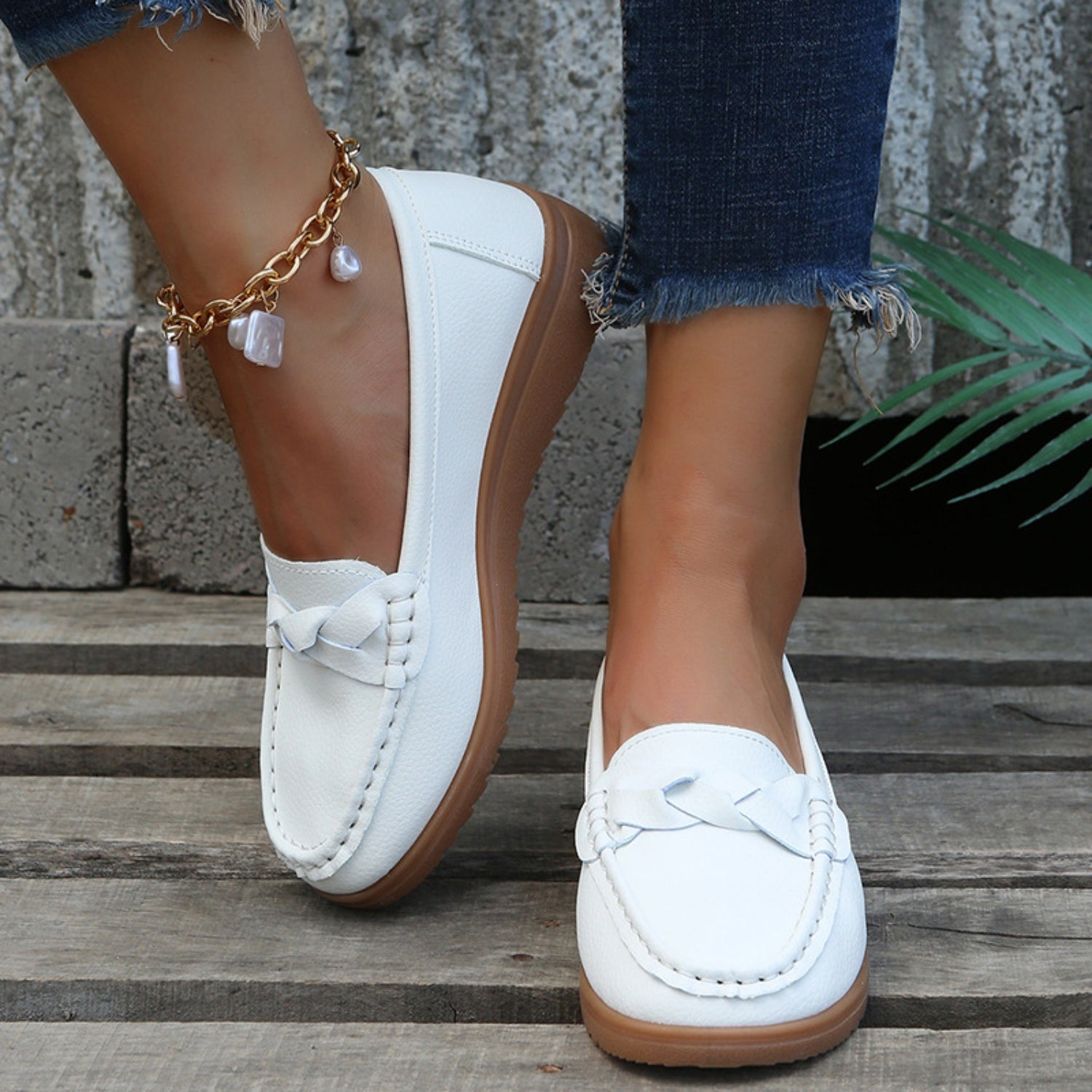 Weave Wedge Heeled Loafers - House of Binx