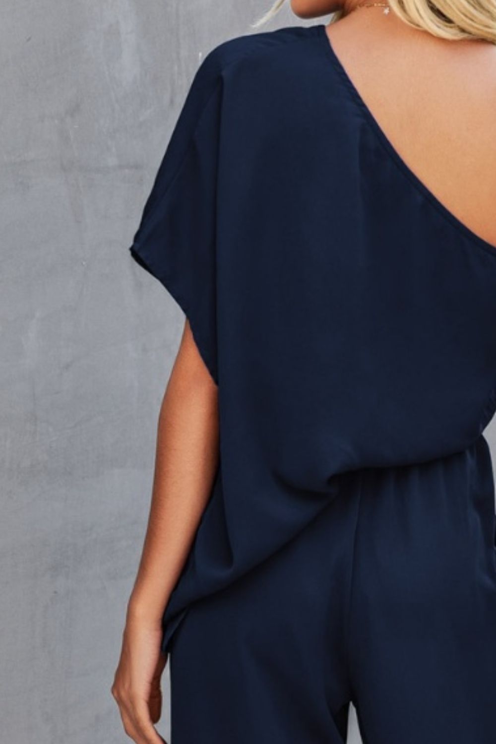 Single Shoulder Short Sleeve Jumpsuit - House of Binx