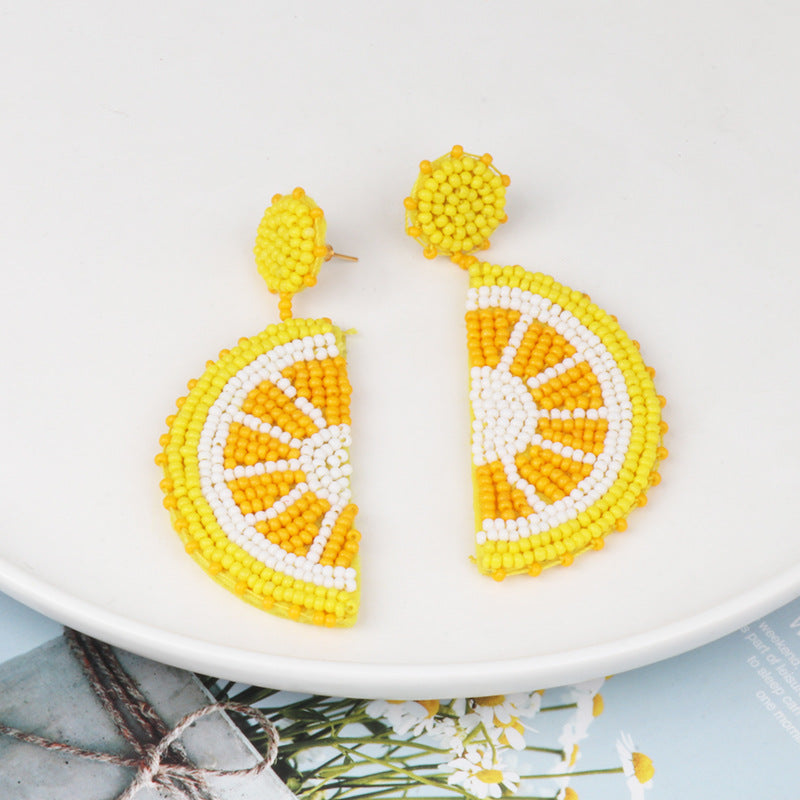 Alloy Beaded Orange Shape Earrings - House of Binx