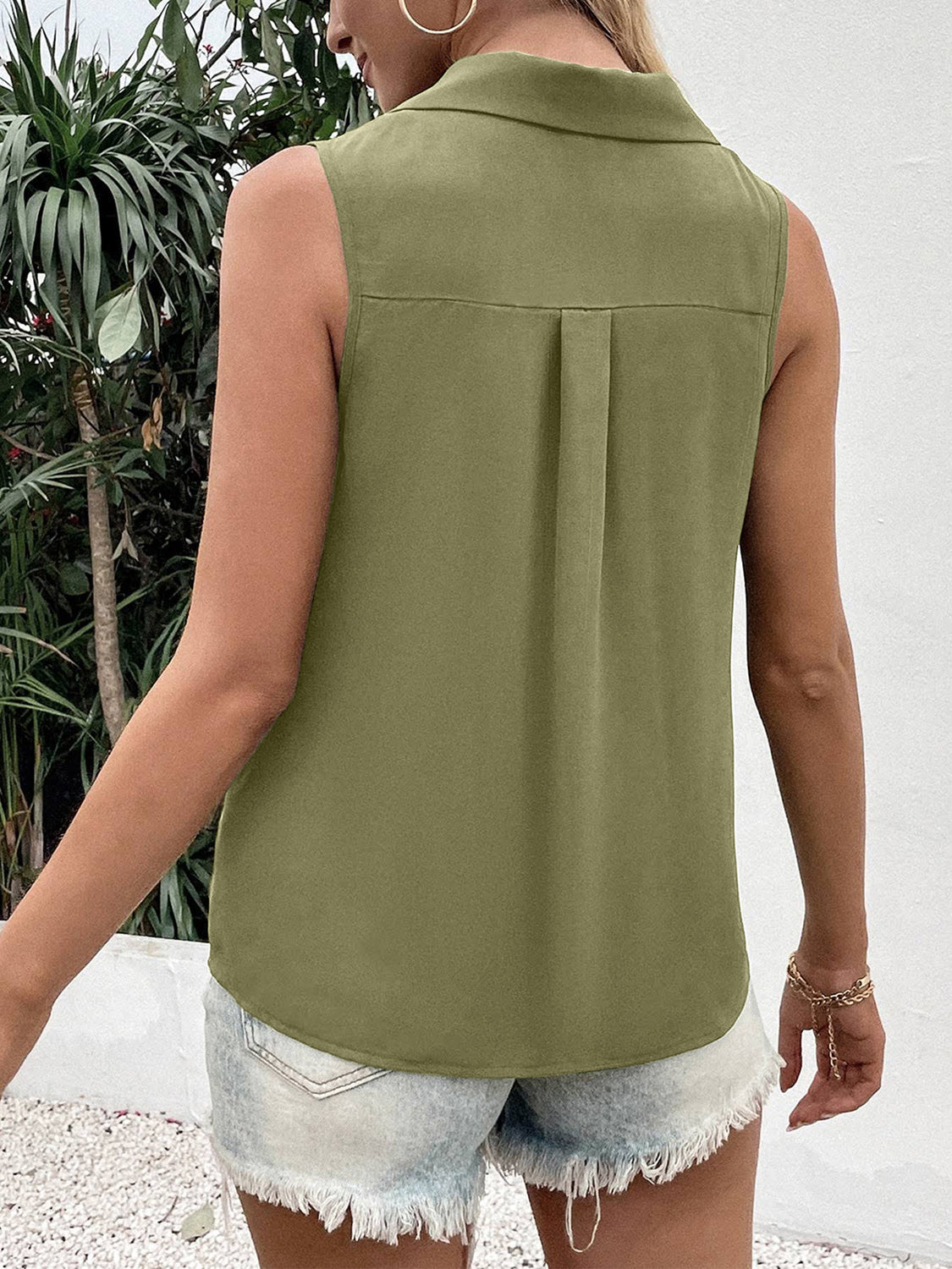 Full Size Johnny Collar Button Up Tank - House of Binx