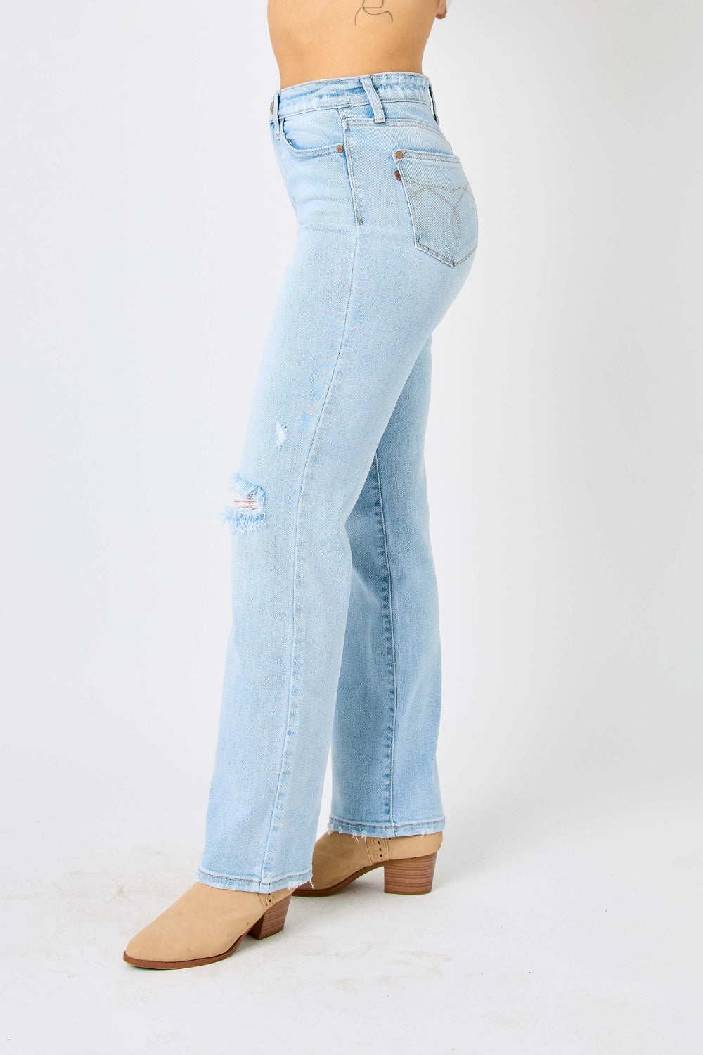 Judy Blue Full Size High Waist Distressed Straight Jeans - House of Binx