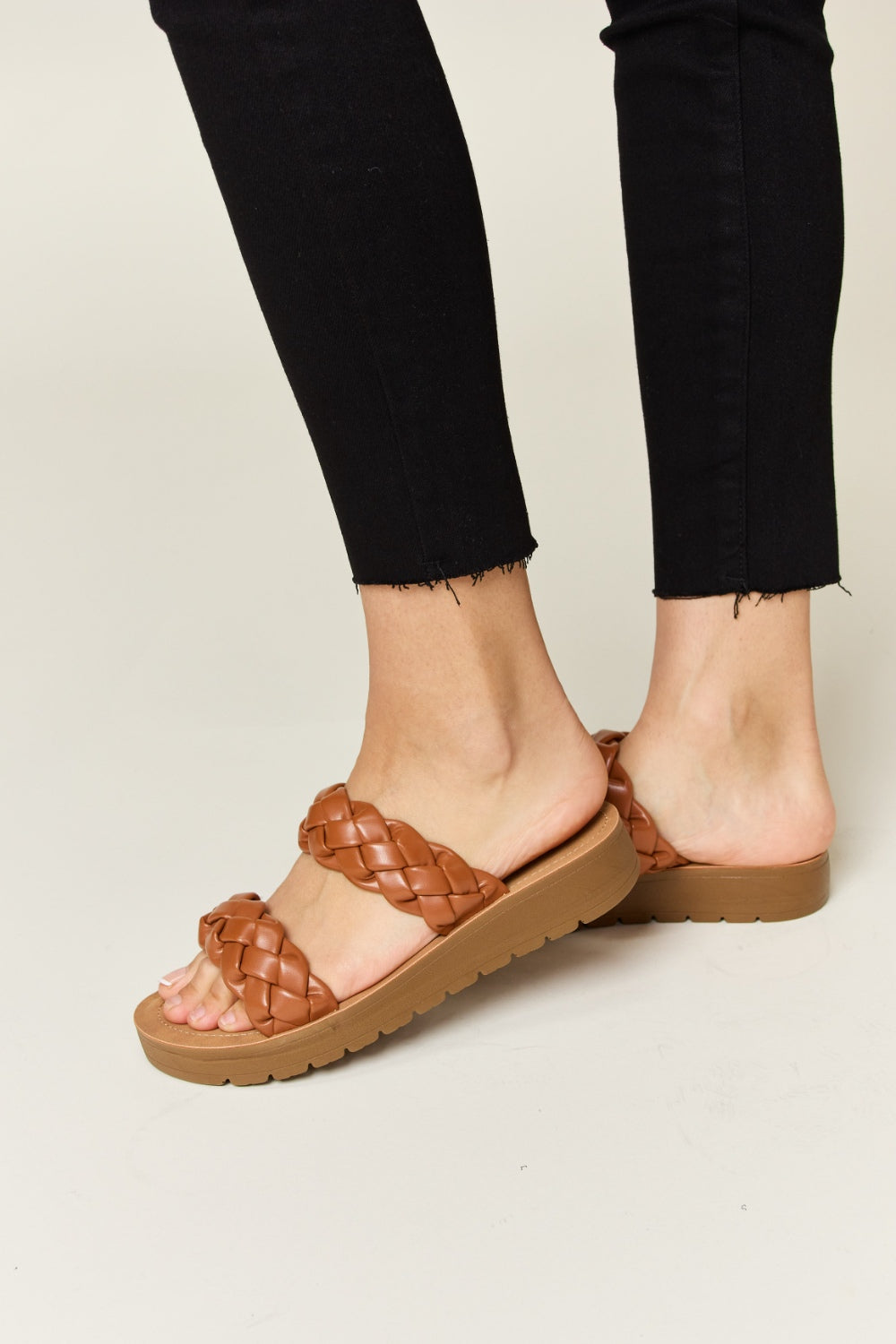 WILD DIVA Woven Dual Band Platform Sandals - House of Binx