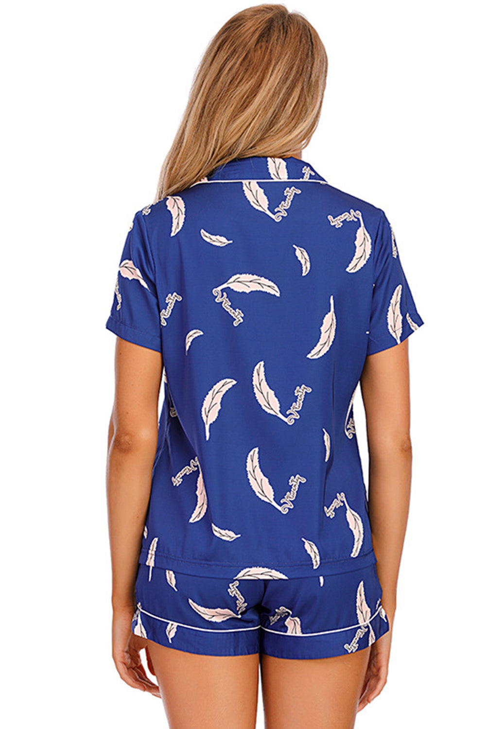 Printed Button Up Short Sleeve Top and Shorts Lounge Set - House of Binx