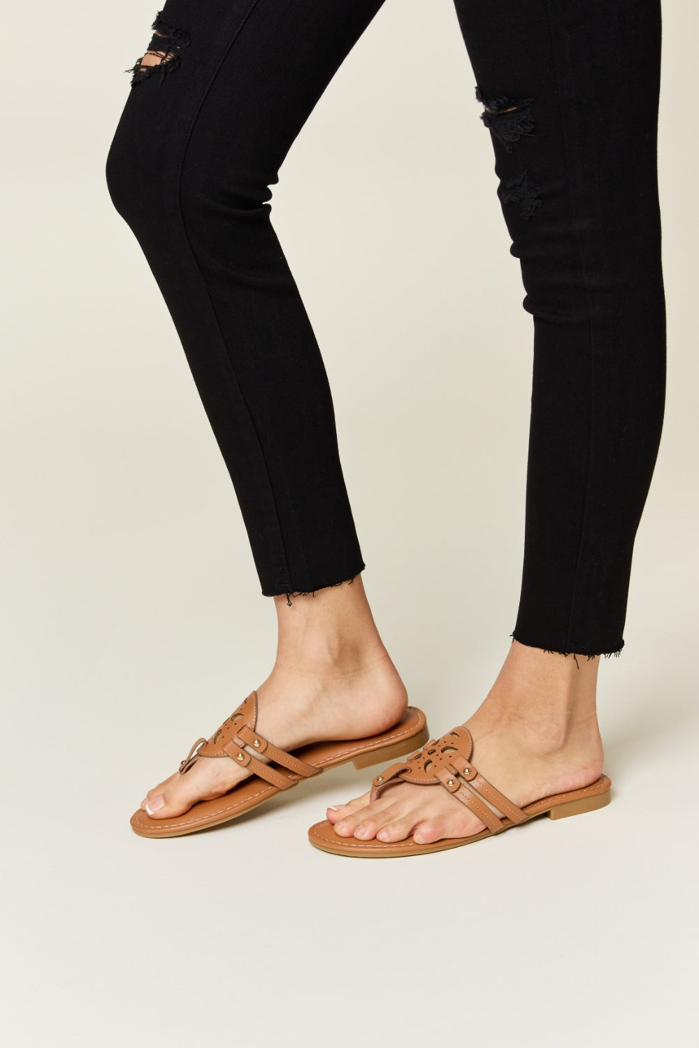 Forever Link Cutout PU Leather Open Toe Sandals - House of Binx