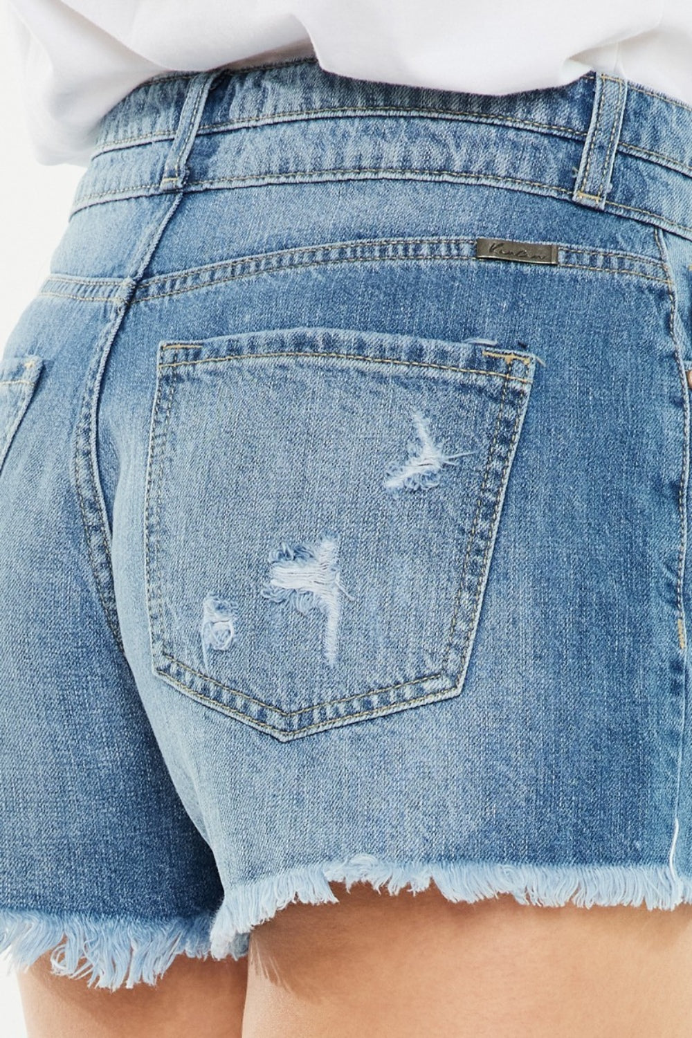 Kancan Full Size High Rise Raw Hem Denim Shorts - House of Binx