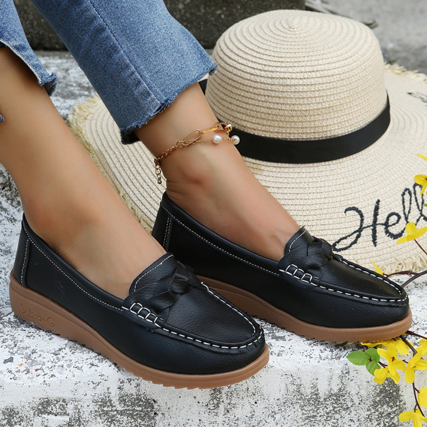 Weave Wedge Heeled Loafers - House of Binx